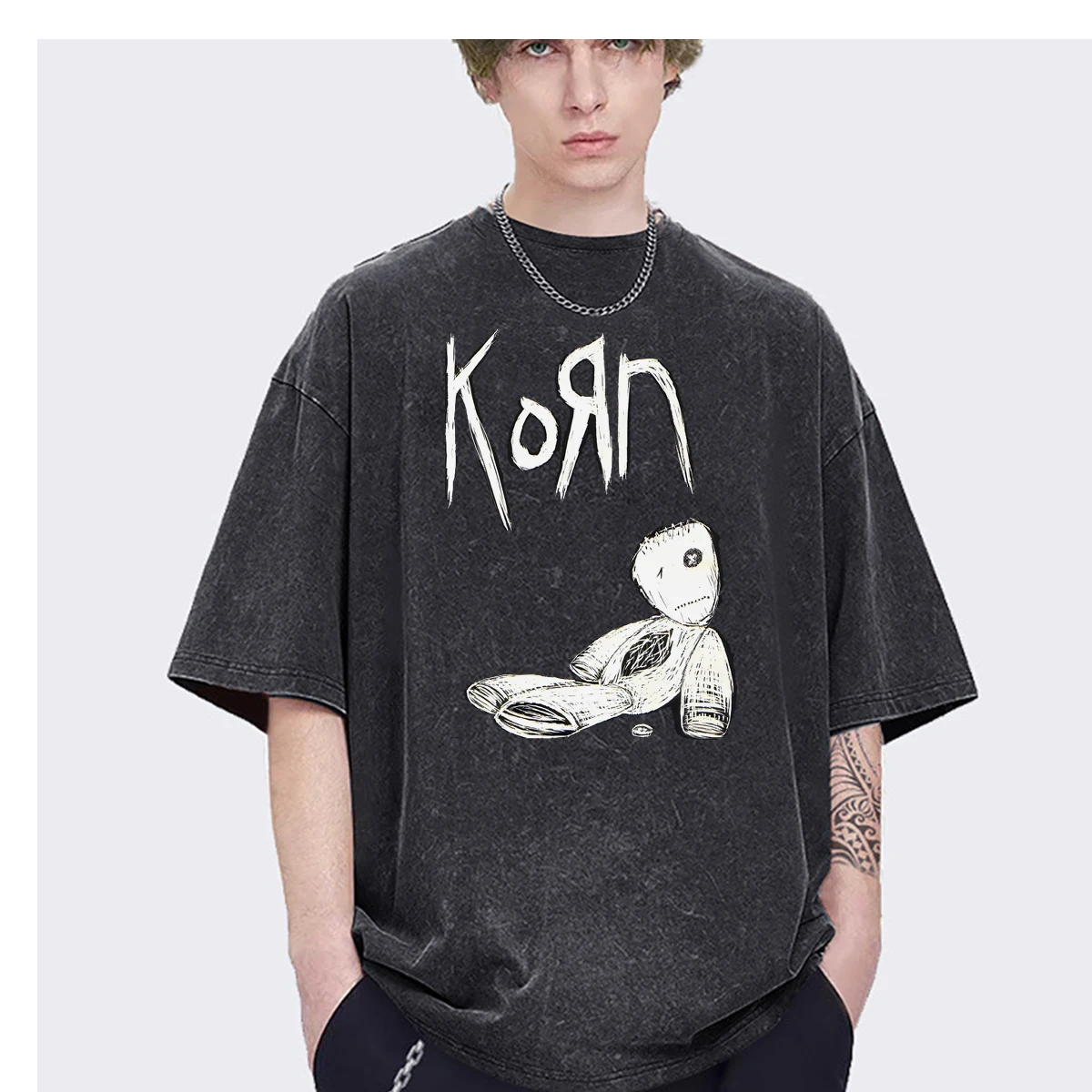 Rock Band Korn Follow The Leader 20Th Anniversary Streetwear Oversized t shirt mens Womens Fashion Casual Vintage Washed Cotton