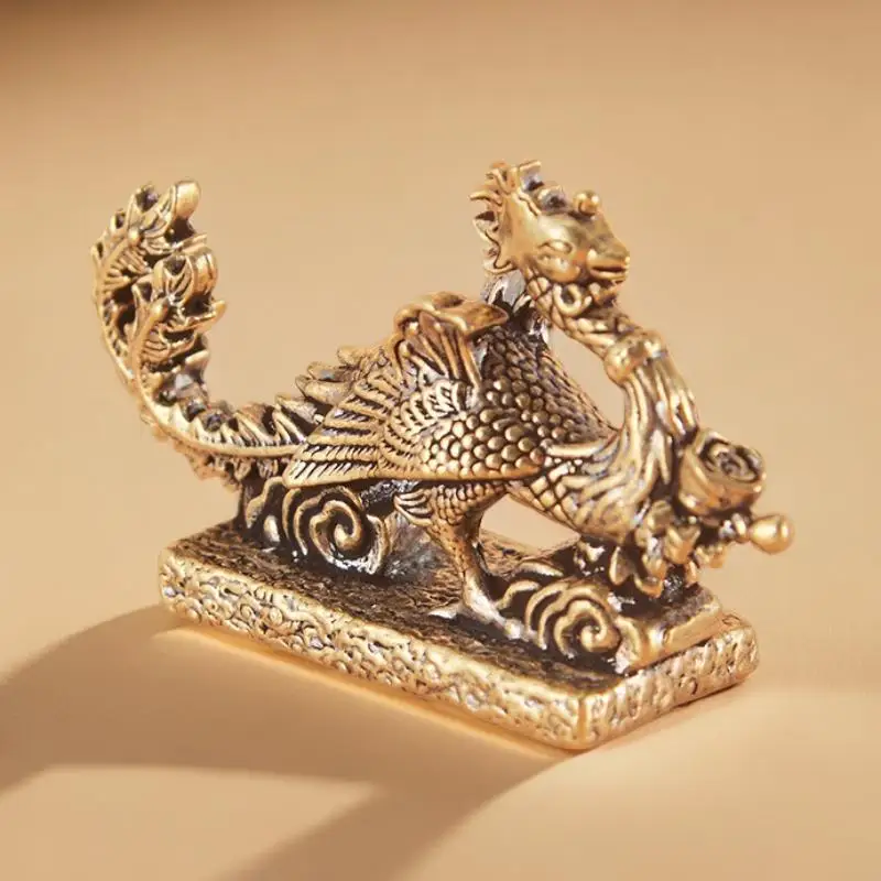 

Pure Brass Phoenix Ornament Creative Dragon and Phoenix Auspicious Phoenix Bronze Sculpture Craft Decoration Home Living Room Te