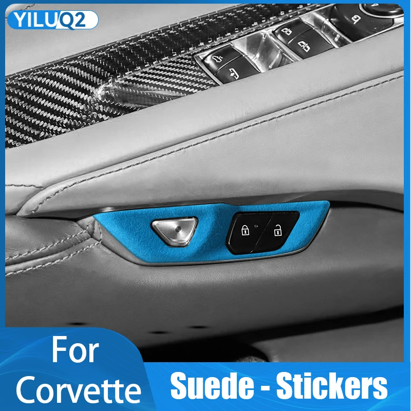 

For Chevrolet Corvette C8 Door Switch Button Decorative Cover Protective Frame Protective Strip Suede Car Accessories
