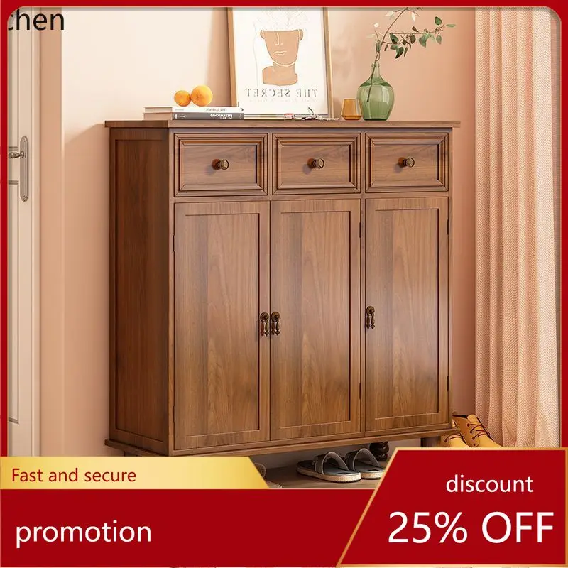 ZML Integrated Shoe Cabinet   Large Capacity Entryway Cabinet Solid Wood Storage Economical Multi-layer Entryway Storage Cabinet