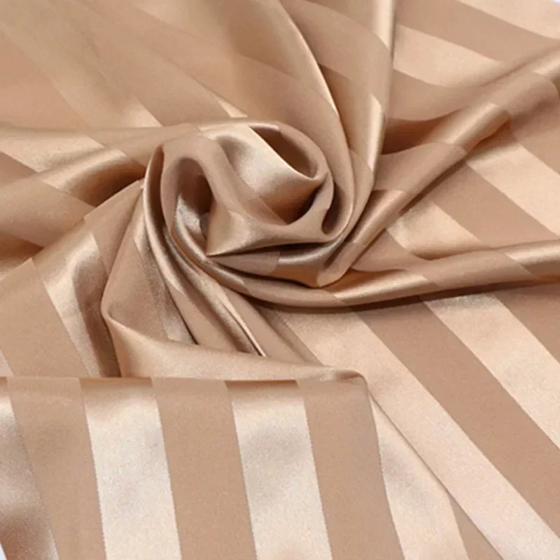 Stretchy Wide Stripe Jacquard Satin Imitation Silk Charmeuse Qualified Fabric