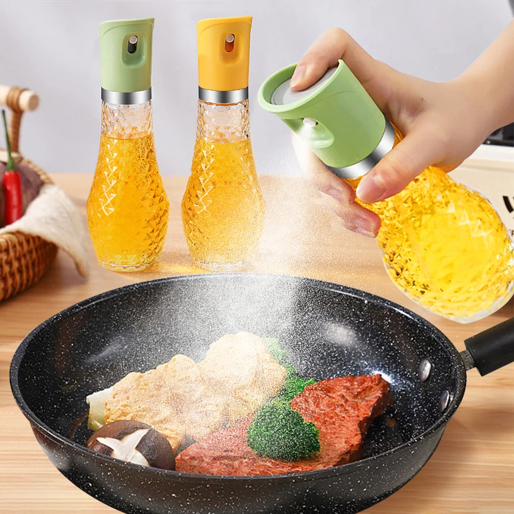 

260ML Kitchen Oil Spray Bottle Cooking Olive Oil Dispenser Camping BBQ Baking Vinegar Soy Sauce Sprayer Press Glass Containers