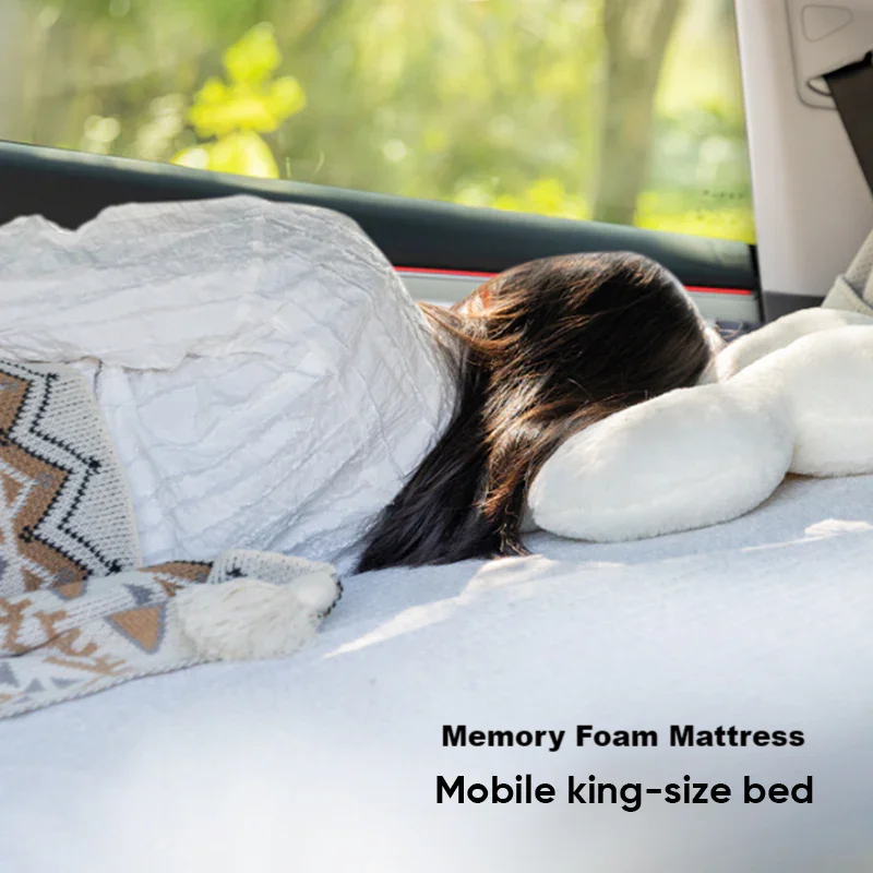 Car Mattress for Tesla Model 3/3 Highland Slow Rebound Memory Foam Non-Slip Backing Reinforced Head Support for Driving, Camping