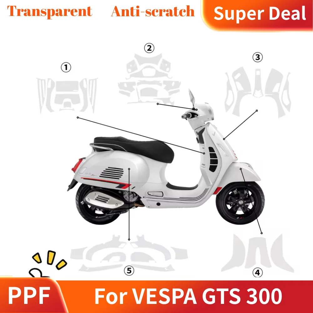 

For Vespa GTS 300 TPU Paint Protection Film PPF Motorcycle Scratch-Proof UV-Resistant Clear Self-Healing Bodywork Cover