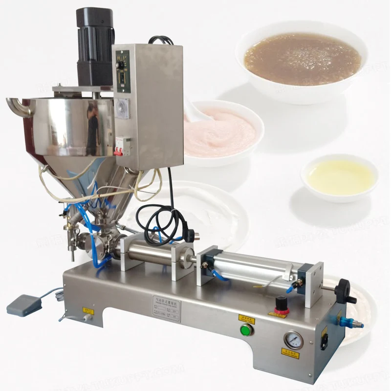 

Piston Pneumatic Filling Machine Stainless Steel Lotion Shampoo Cream Honey Heating Mixing Quantitative Filling Machine