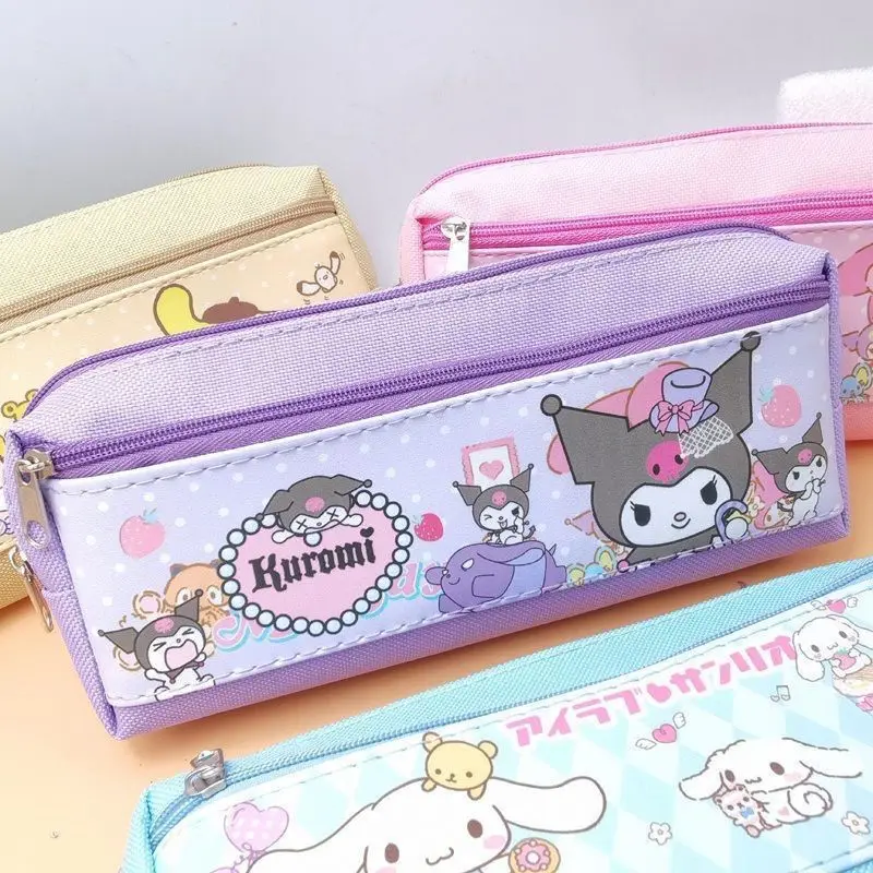 Sanrio Kawaii Pen Case Large Capacity Kuromi My melody Cinnamoroll Pencil Box Girls Cartoon Cute Coin Purse Gift Wholesale