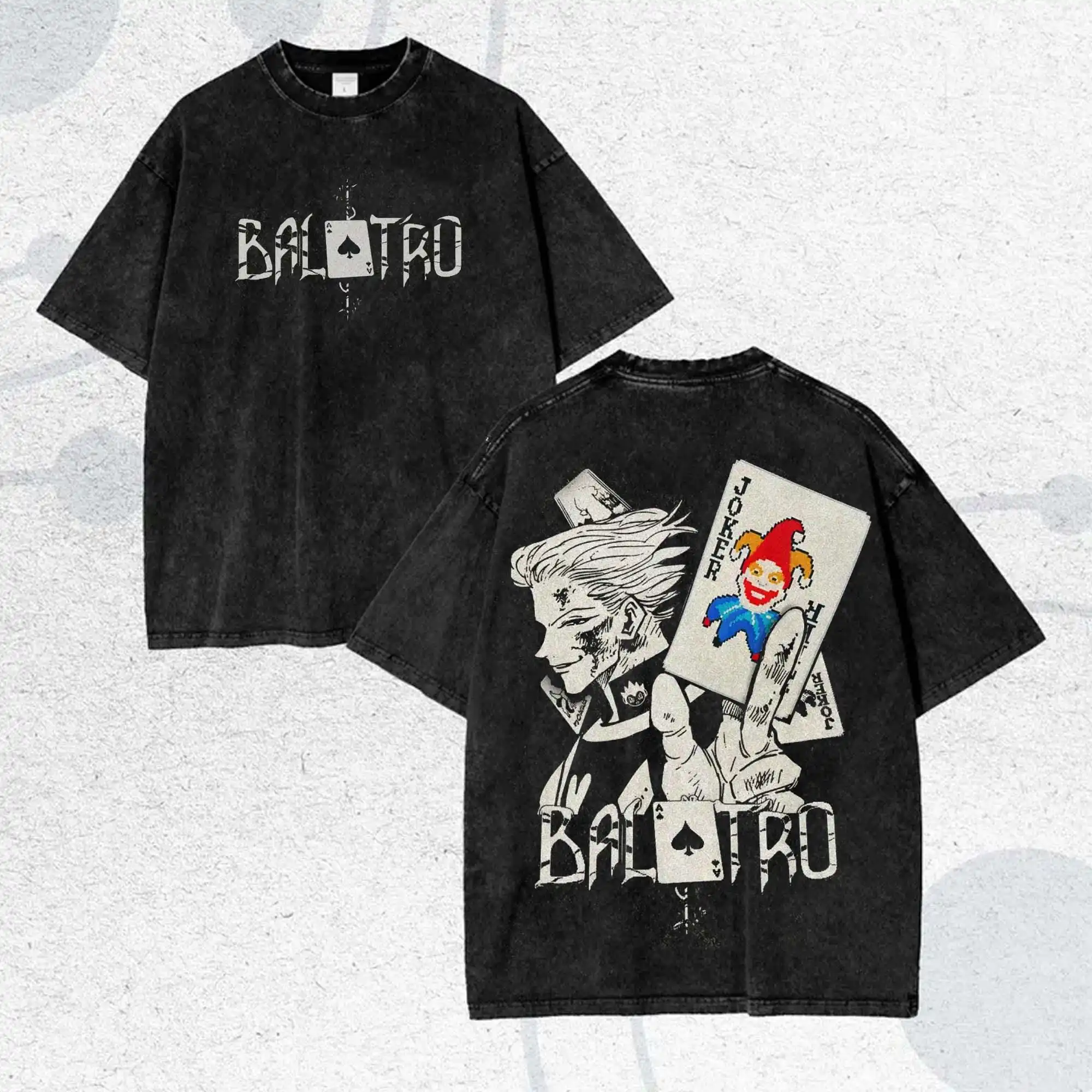 Vintage Washed Oversized T-shirt Hunter X Hunter Printed Men Women Cotton Short Sleeve Street Hip Hop Female Male Clothing Tee