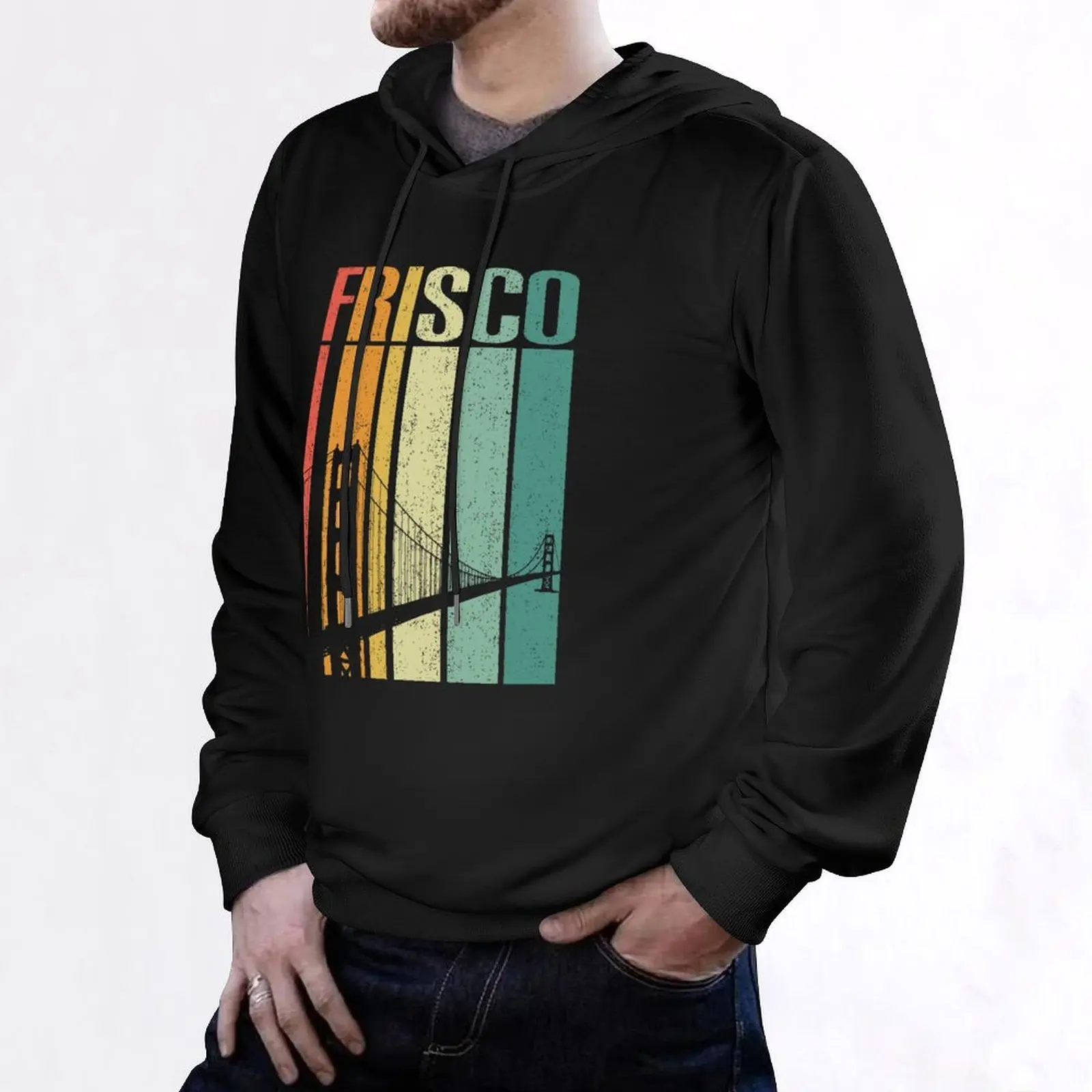 Vintage San Francisco Bay Bridge Retro Frisco Hoodie clothes for men autumn clothes korean style clothes graphic hoodie