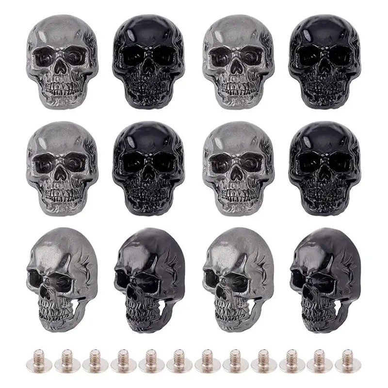 

A95D-Punk Skull Head Stud Rivet Skull Decorative Buckle Studs Skull Screw Back Rivets