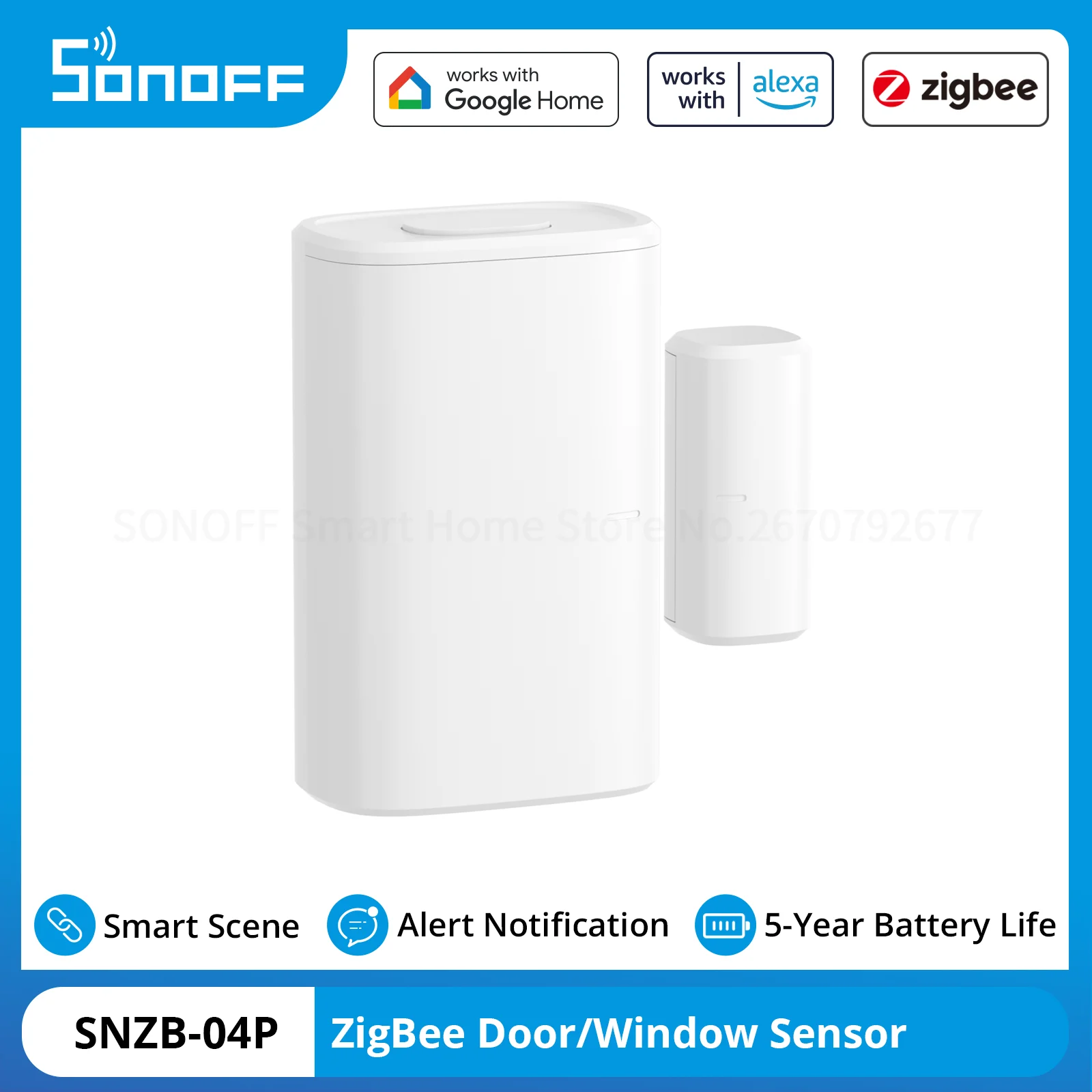 

SONOFF SNZB-04P Zigbee Door/Window Sensor Home Security Alarm Sensor Local Smart Scene via eWeLink Alexa Google Home Assistant