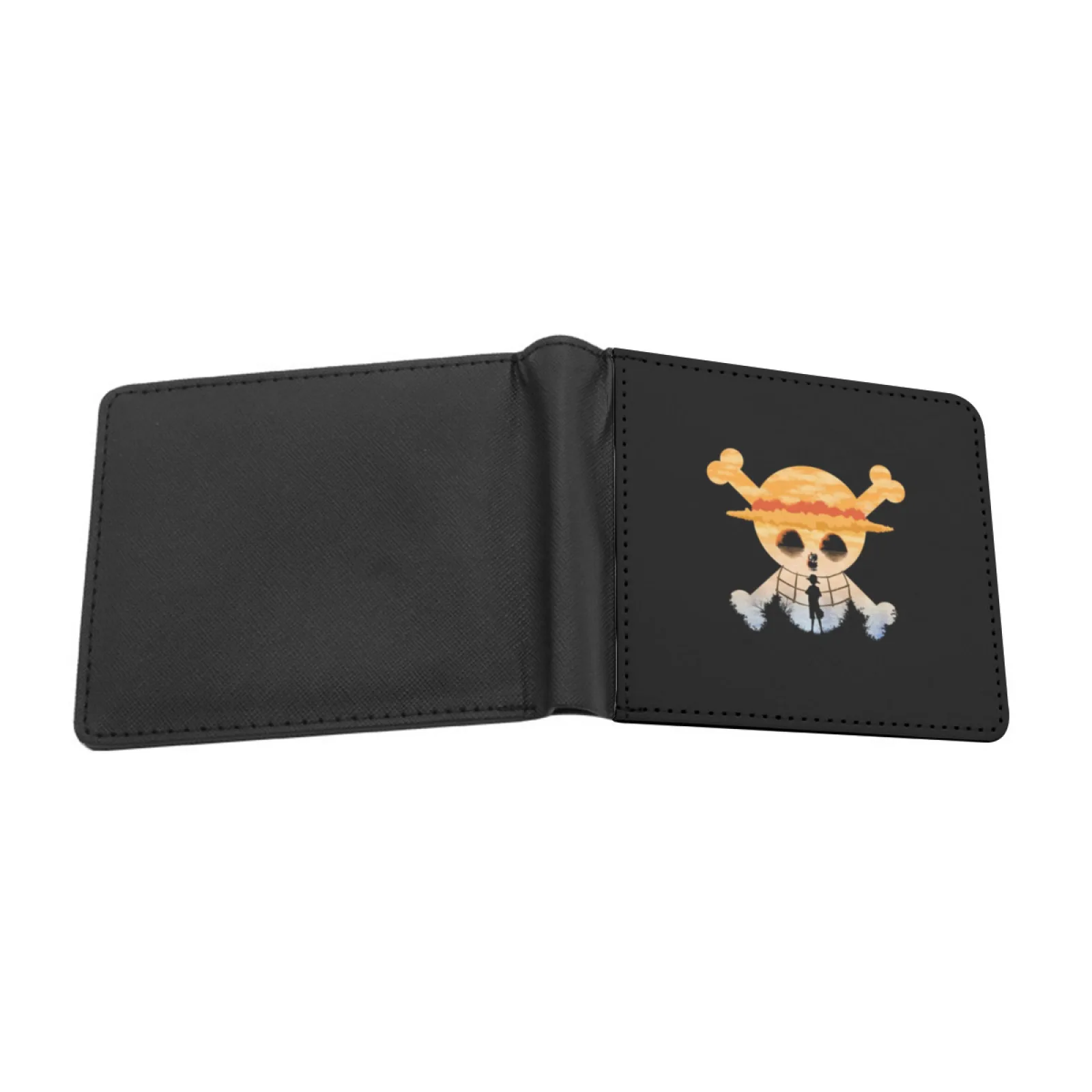 Hat Personalized Wallet For Men And Women Pu Leather Short Pocket Purse Anime Manga Monkey D Luffy Luffy Hat Pirates Silhouette