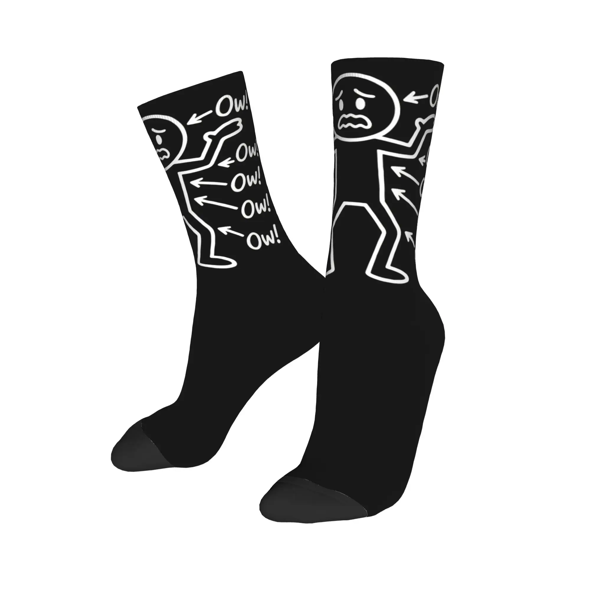 Ow Ow Ow Ow Saying Body Pain Character Socks Men Women Polyester Funny Happy  Socks Harajuku Spring Summer Autumn Winter Socks