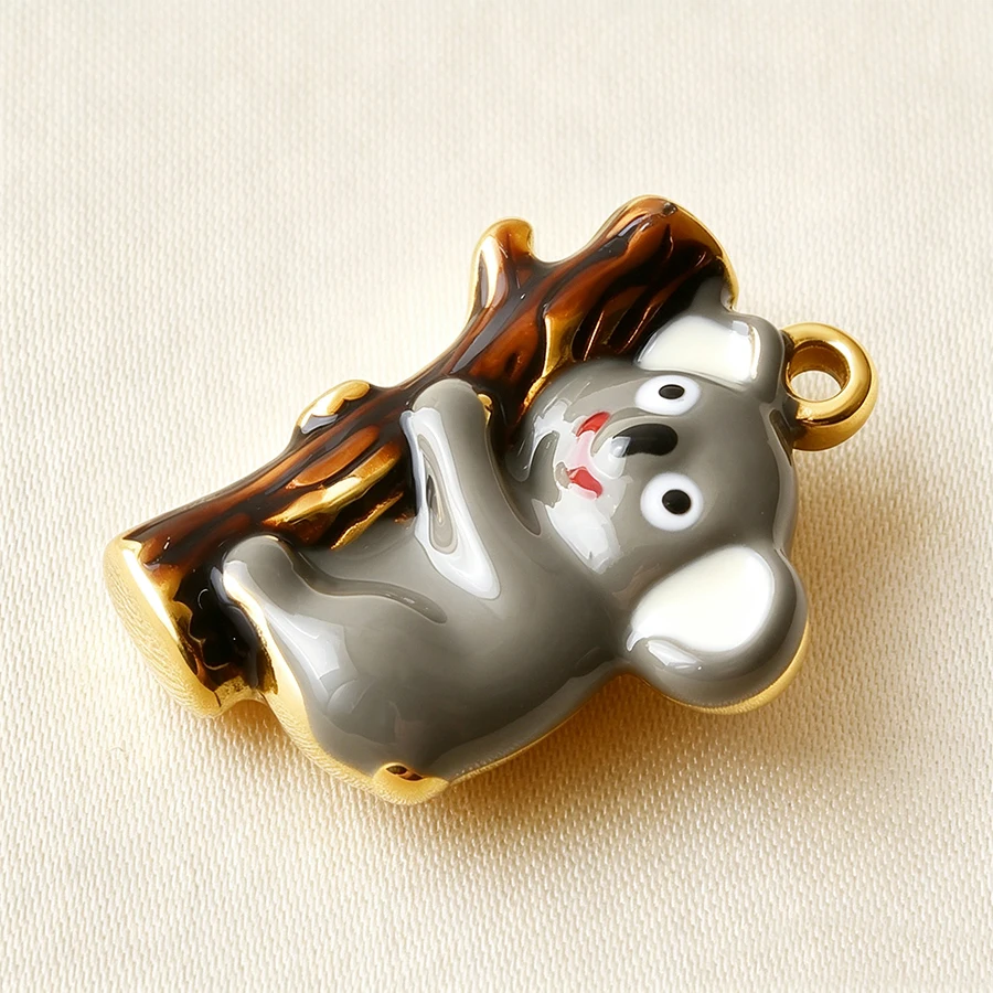 10pcs Enamel Animal Charms Koala Yellow Duck Monkey Giraffe Stainless Steel Pendant For Bracelet Necklace Keychain DIY Jewelry view 5