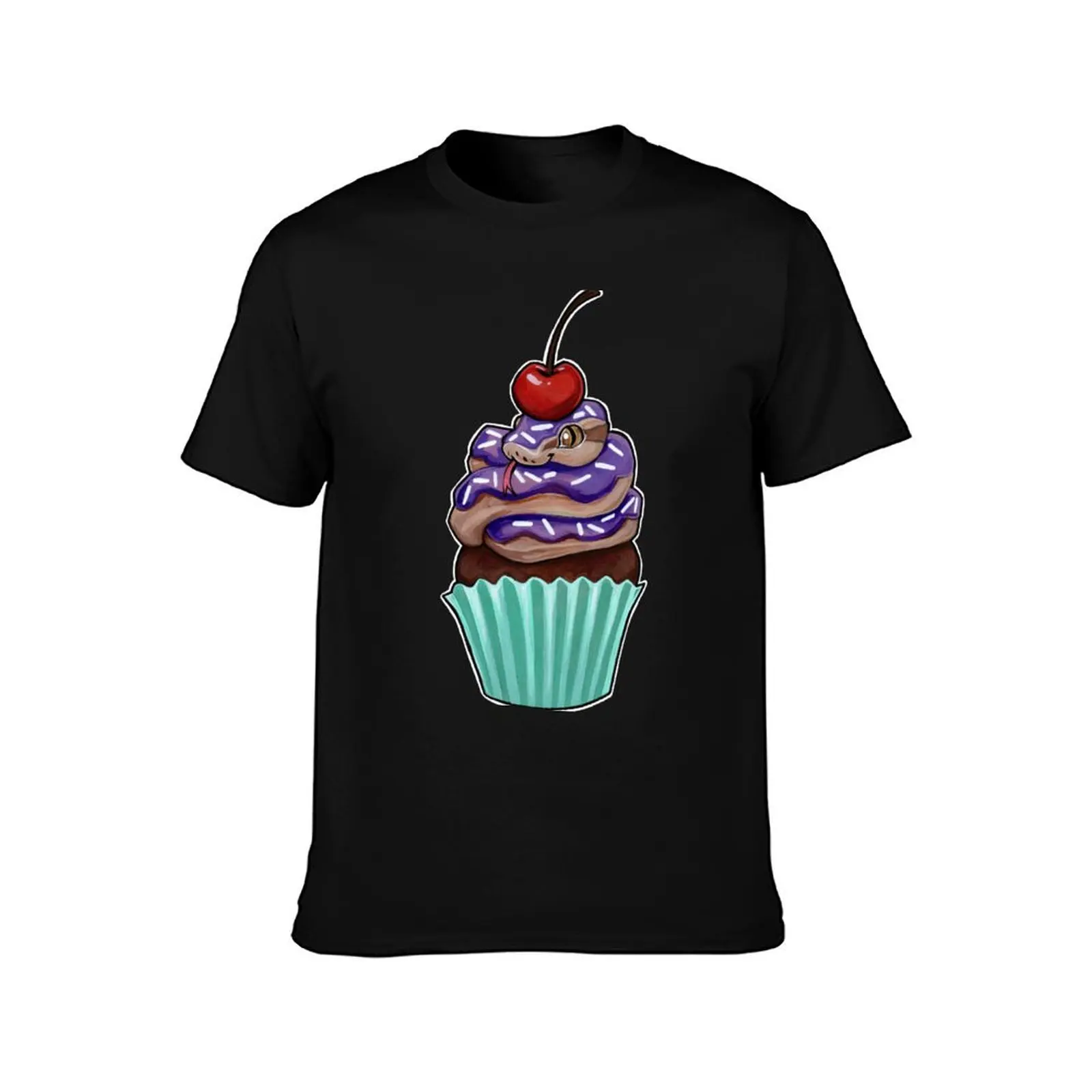 Snake cupcake T-Shirt Summer Casual Cotton Tee Oversized Streetwear Tops Vintage Graphic Print Loose Fit Short Sleeve