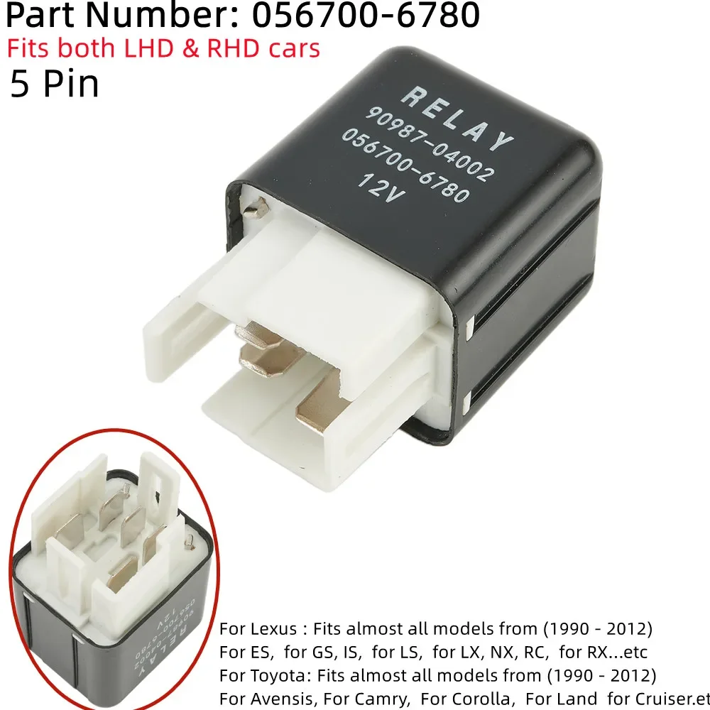 5Pin Main Blower Motor Relay 90987-04002 12v 056700-6780 For Toyota  For Lexus For ES, GS, IS, LS, LX, NX, RC, RX For Toyota