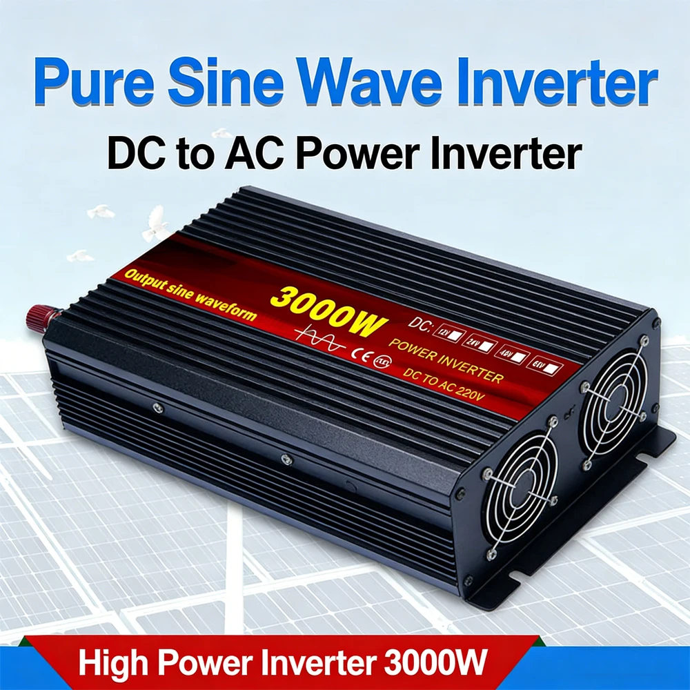 DC 12V 24V To AC 220V Inverters Converters Pure Sine Wave 5000W 4000W 3000W Car Multi-function Socket Converter Display Power