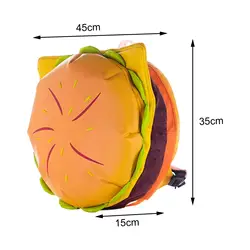 PU Leather Hamburger Daypack Large Capacity Pouch Daily Use Bag Zipper Holder Fashion Cheeseburger Backpack for Unisex Beach