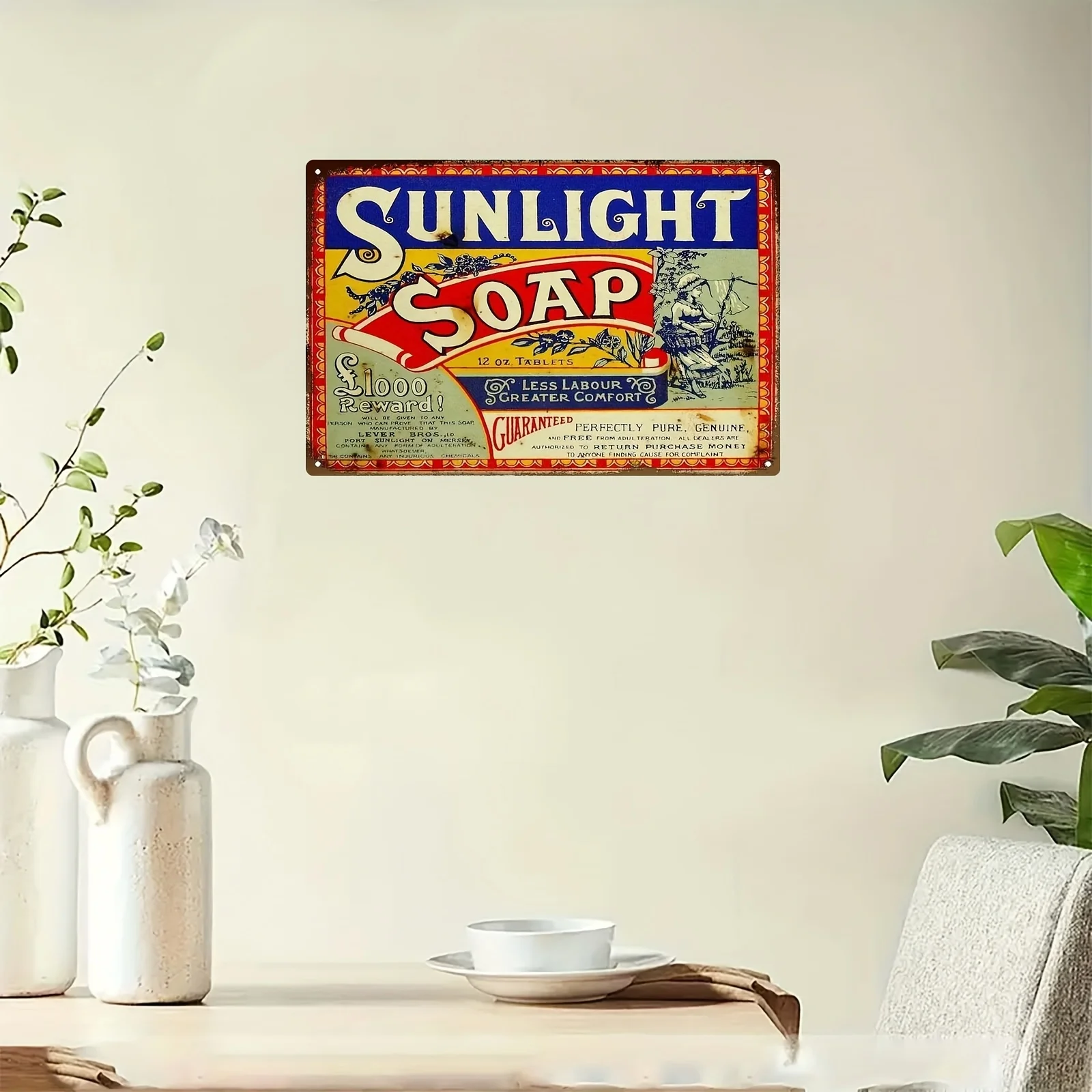 1pc Vintage Metal Wall-Mounted Retro Sun Soap Sign - Replica for /Bar Decor - Multi-Purpose Suitable for Christmas, Oktoberfest,
