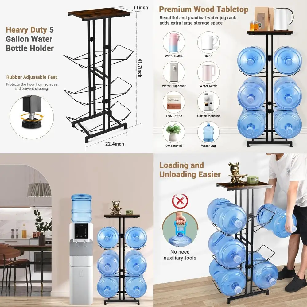 

Подставка для канистр CAROD на 5 галлонов, сверхпрочная подставка для канистр с полками для хранения, 3-ярусная складная подставка для бутылей на 5 галлонов