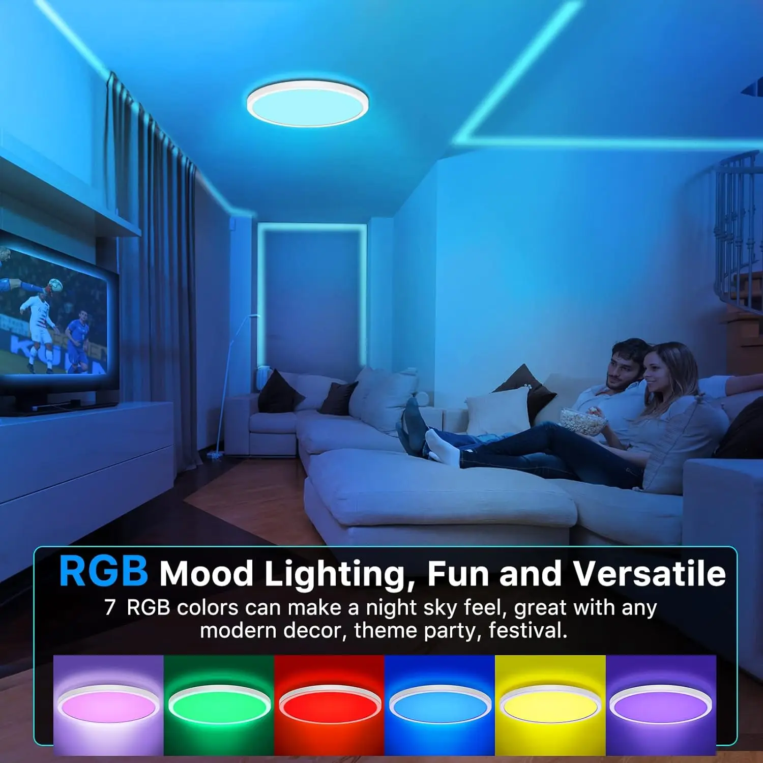 Tuya WiFi Zigbee Smart Ceiling Lamp RGBCW Round LED Ceiling Light Living Room Decor Smart Lamp App Voice Control Alexa/Google