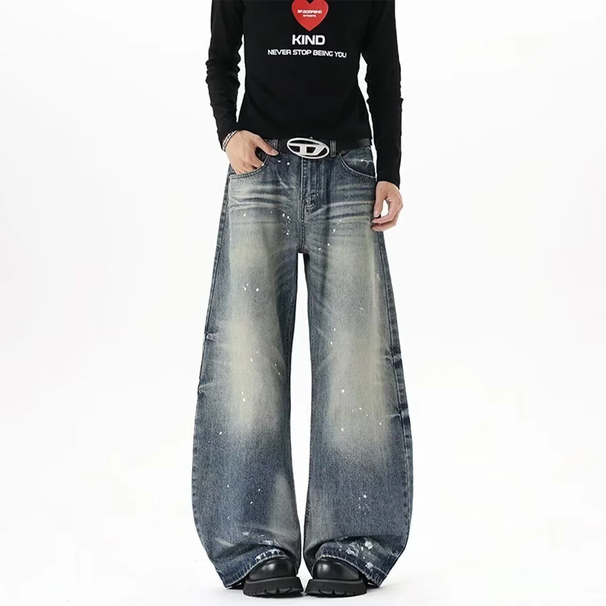 

Мужские джинсы Hong Kong Sle с принтом, модные, из смесового хлопка и полиэстера, со средней посадкой, на молнии, износостойкие