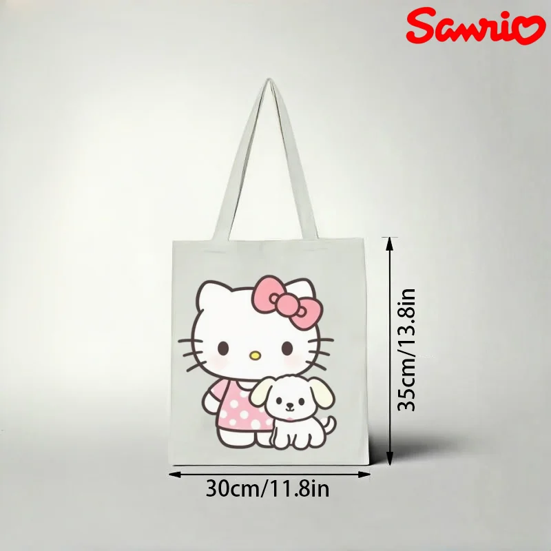 

1pc Lovely Minimalist Cute Hello Kitty & Puppy Casual Canvas Tote Bag