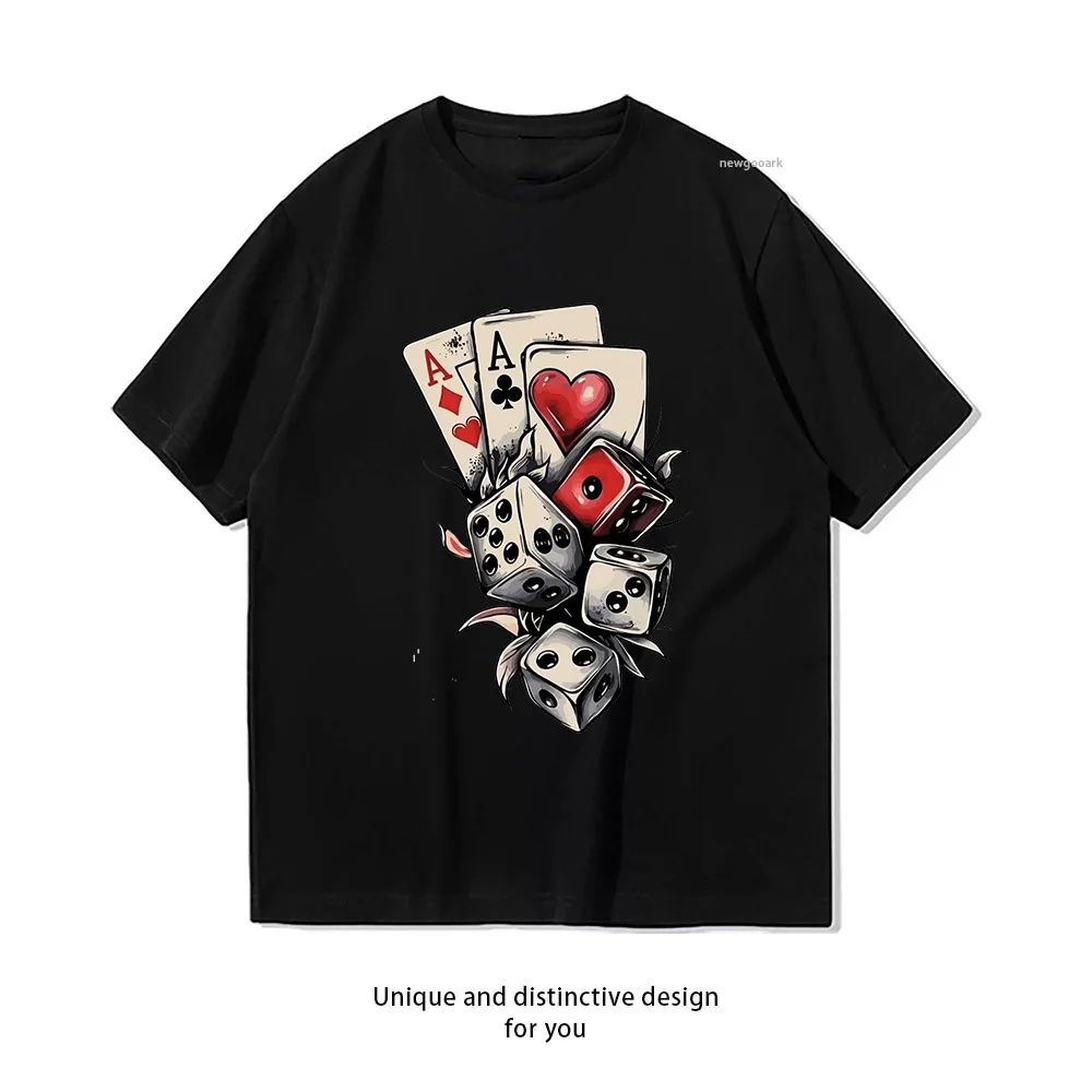 Casino Aces Dice Las Vegas Gambler T-shirt Woman Man Summer Cotton Graphic T Shirts Adult Streetwear O-neck Tops Tee