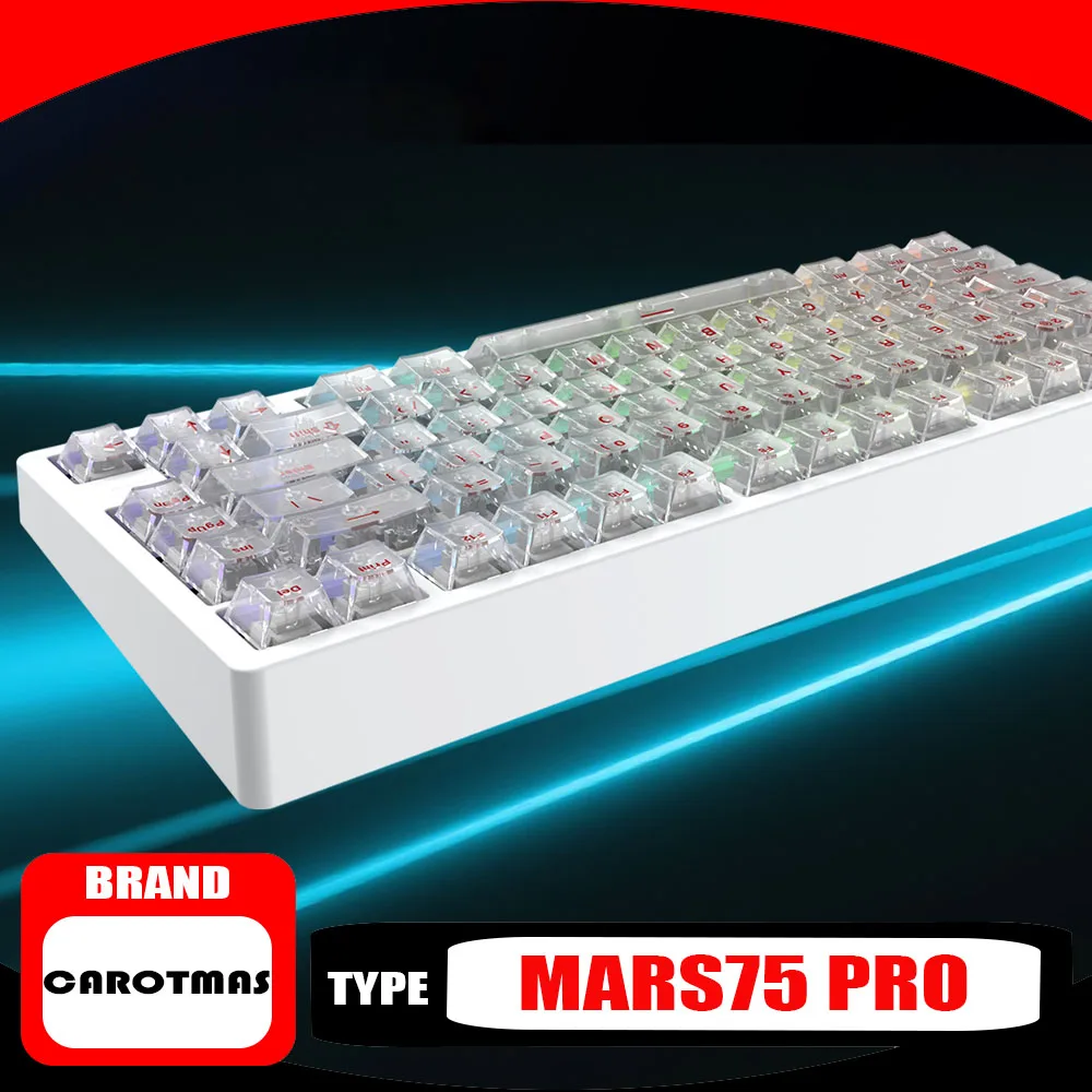 

Клавиатура Carotmas Mars75 Pro с магнитным переключателем Rt0.001mm 8K с низкой задержкой Argb 0,125MS Прокладка Эргономичная пользовательская игровая клавиатура Плееры