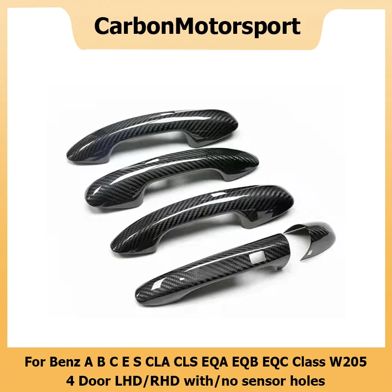 Full Dry Carbon Fiber Door Handle Cover Trim for Benz A B C E S CLA CLS EQA EQB EQC W205 4 Door 5 Pieces LHD/RHD 2014-ON