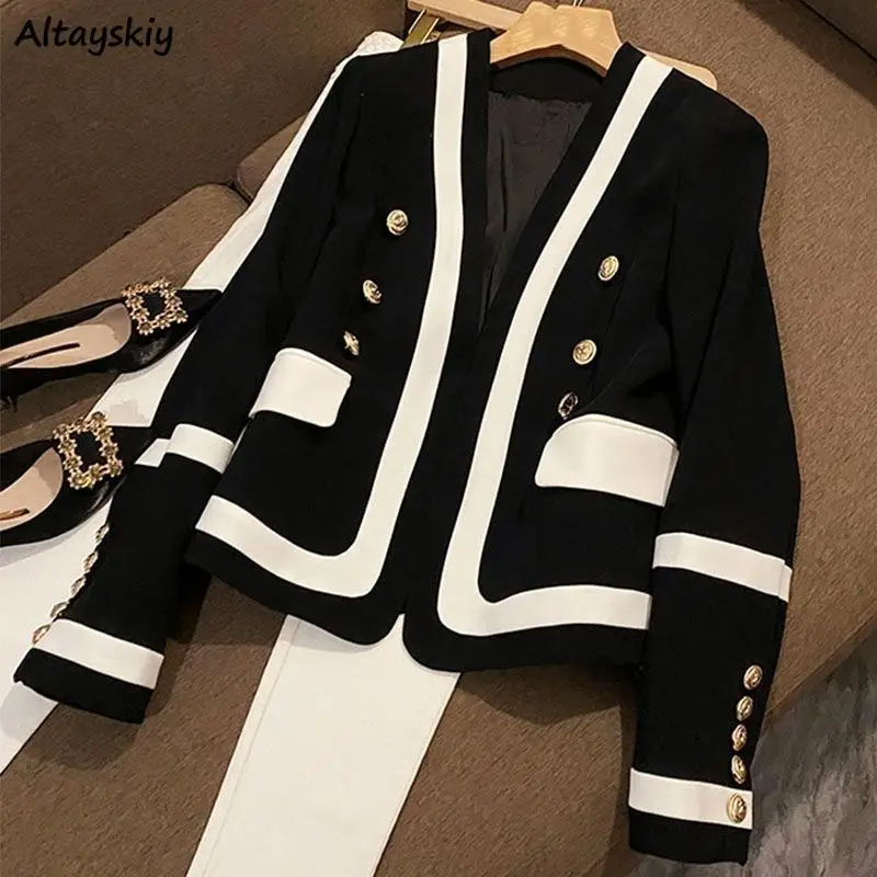 Elegant Blazers Women Patchwork Special Popular Leisure Office Lady Modern Charming All-match Daily Vintage Tender Personality