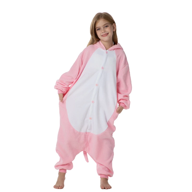 Kids Pink Cute Piggy Cartoon Cosplay One Piece Pajamas Kids Baby Animals Halloween Boys Girls Kigurumi Anime Pajamas