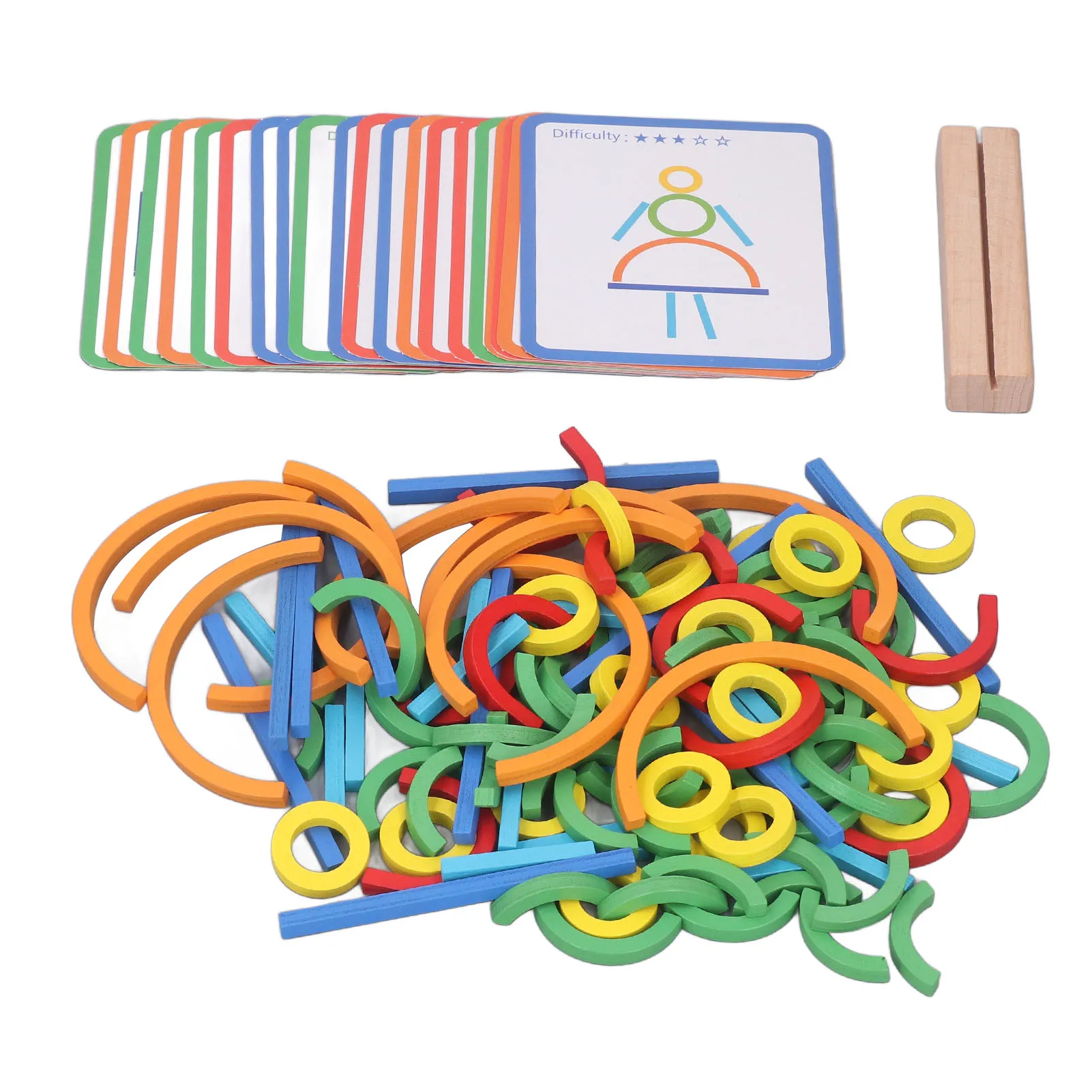 ZK20 Sticks Rings Puzzle Toy Wooden Sticks Rings Matching Creation Matching Early Learning Educational Toys for Boys Girls