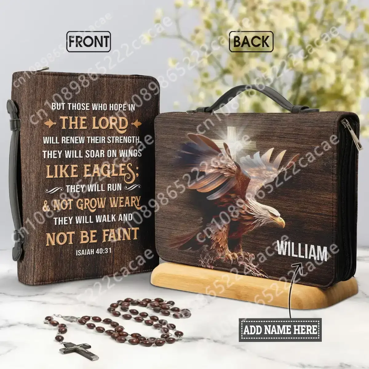 

Women's PU Leather Bible Cover Case But Those Who Hope In The Lord Verse Bible Bags Personalized Study Book Holy Storage Boxes