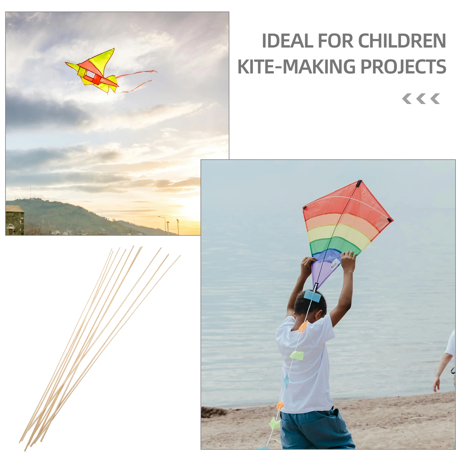 10Pcs Bamboo Kite Support Rods Solid Lightweight for Kids DIY Kite Making Craft Projects and Outdoor Fun Kites for Decoration