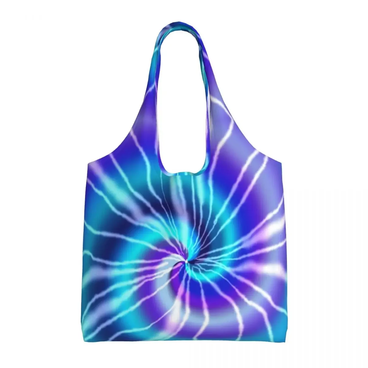 

Custom Blue Tie Dye Shopping Canvas Bag Women Recycling Large Capacity Groceries Traditional Dyeing Art Tote Shopper Bags