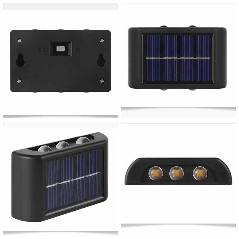 Luzes solares à prova dip65 água ip65 jardim ao ar livre lâmpadas solares 2/4/6/8/10 leds pátio passos lâmpadas para cima e para baixo iluminação luminosa