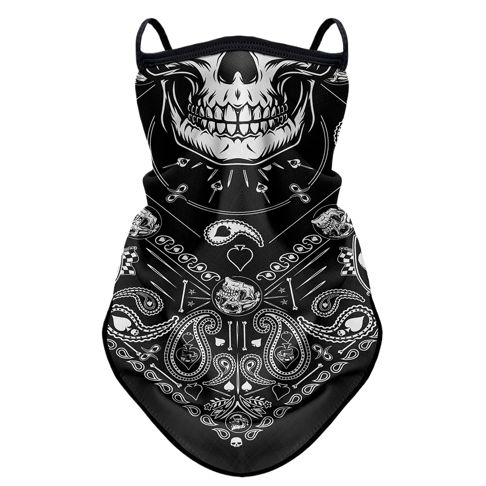 3D Skull Summer Bandana Hanging Ear Triangle Scarf Cycling Hiking Hunting Fishing Sports Bicycle Face Mask Neck Gaiter Men Women