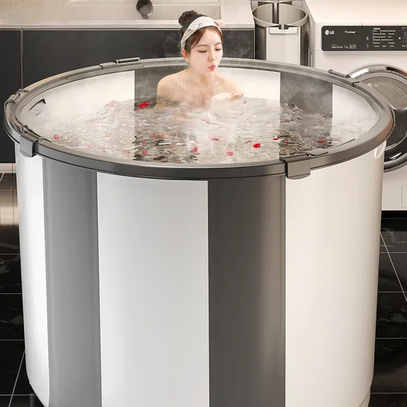 دلو حمام القدم، حاوية مستديرة كبيرة، حوض استحمام محمول، سبا منزلي، قابل للطي، حقيبة مريحة، دلاء سباحة قابلة للطي من تينا #5