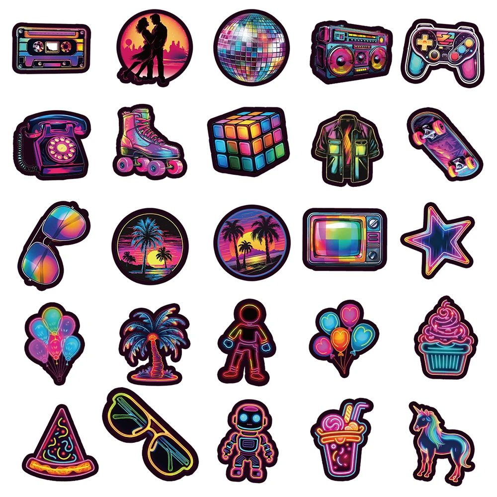 10/30/50/Pcs Neon Cool Graffiti Stickers Esthetische Diy Laptop Telefoon Bagage Auto Gitaar Koelkast Waterdichte Stickers