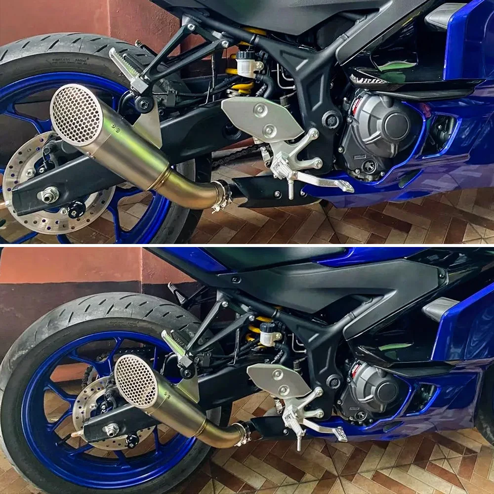 For YZF-R3 R25 2015-2024 Motorcycle Exhaust System Slip On Bee Style Integrated Mid Tail Muffler Complete Set