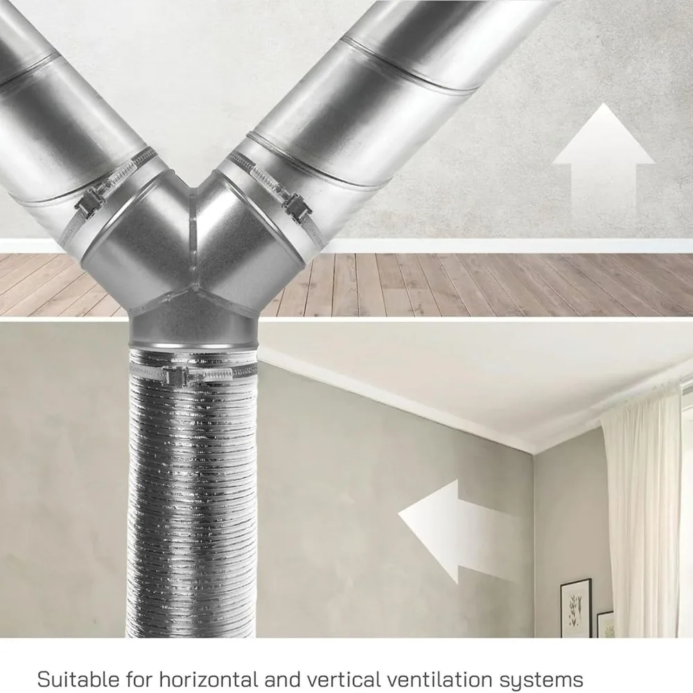 4 Inch Diameter Duct Splitter Connector Metal 45 Degree Angle 3 Way Duct Splitter Y Shape Structure Silver Metal Duct Adapter