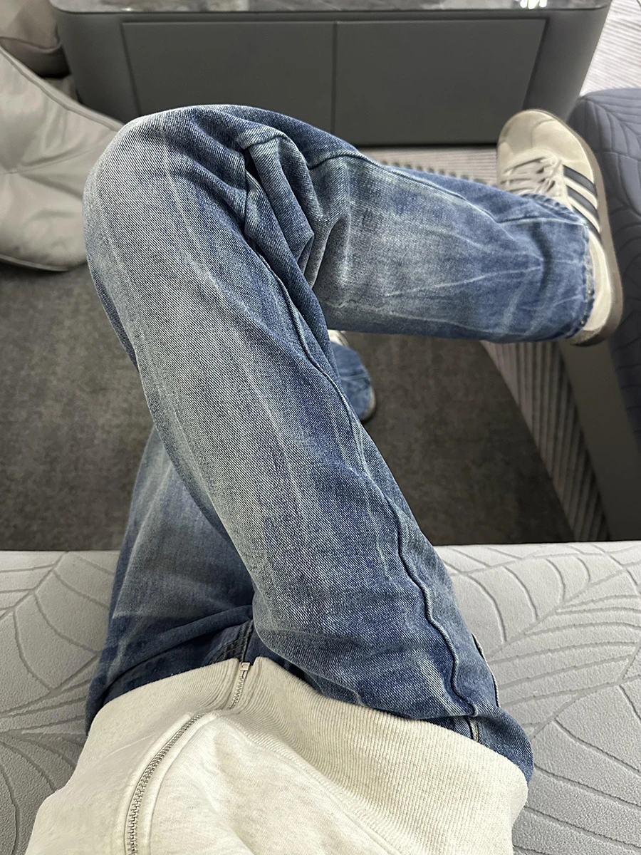 

Waed Straight Leg High Waist Jeans Men's Spring Autumn Faionable Long Leg Effect American High Street Sle Loose Fit