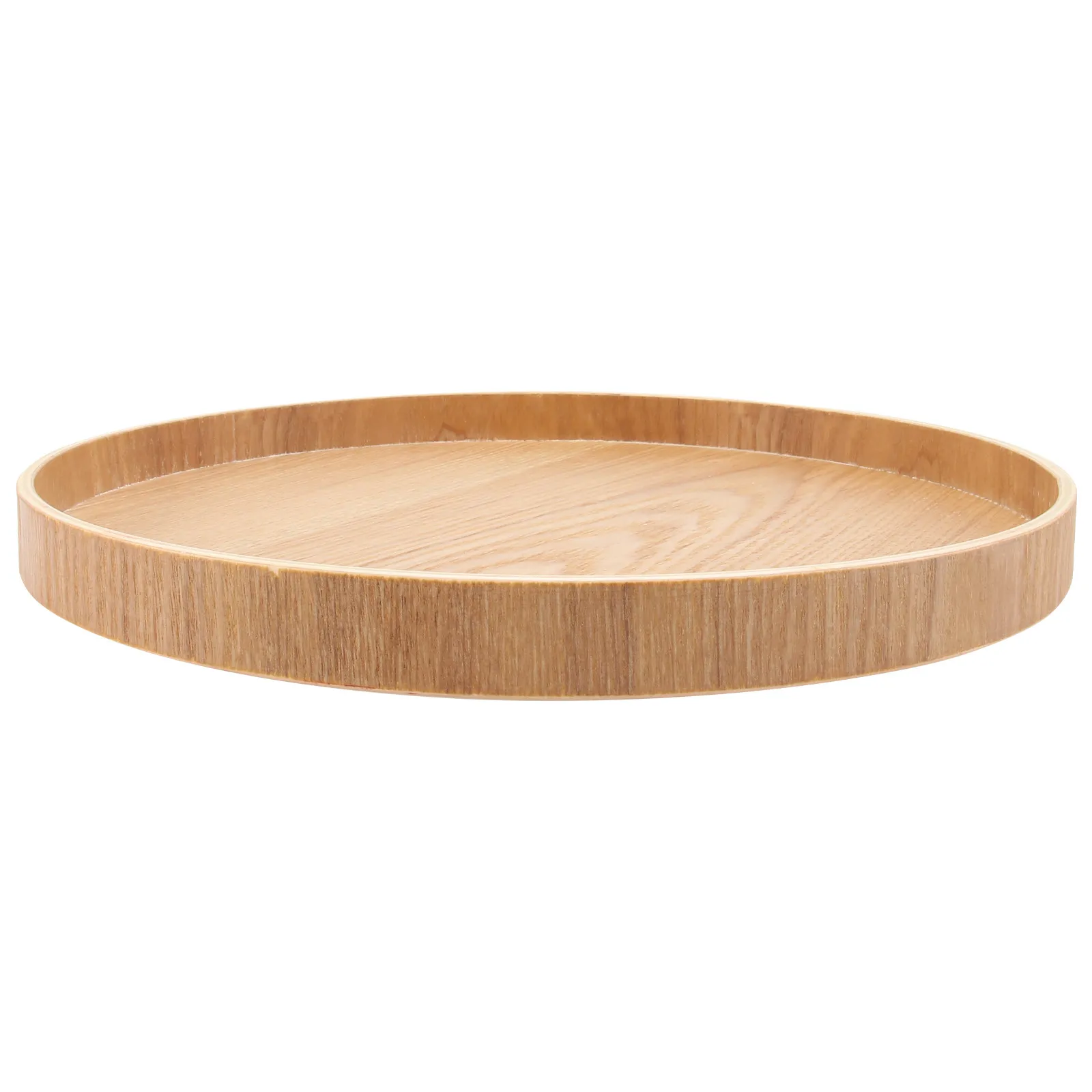 Round Wooden Fruit Tray – Solid Wood Snack Serving Plate for Tea Table, Natural Log Color