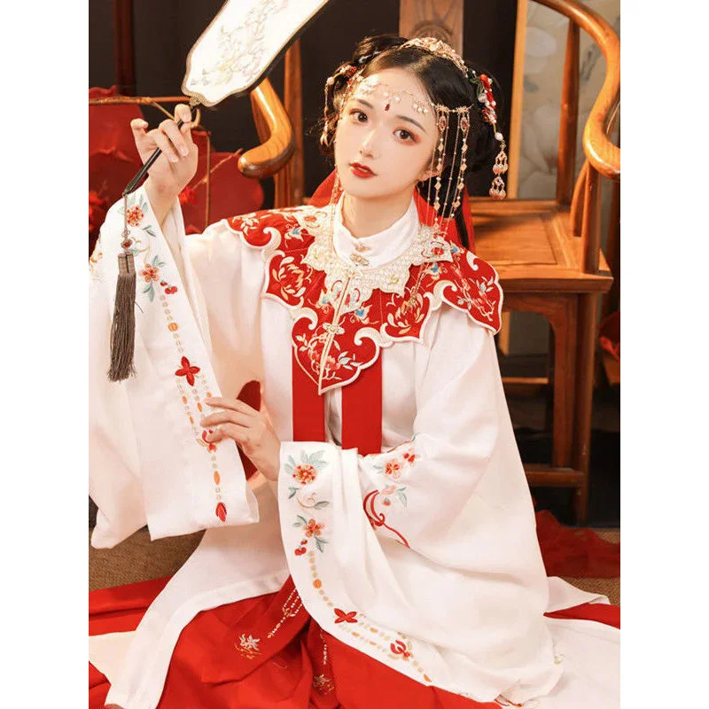 

Женское сказочное китайское традиционное платье Hanfu, костюм с вышивкой на плечах в виде облаков, новый костюм для косплея с воротником Ming на весну и лето