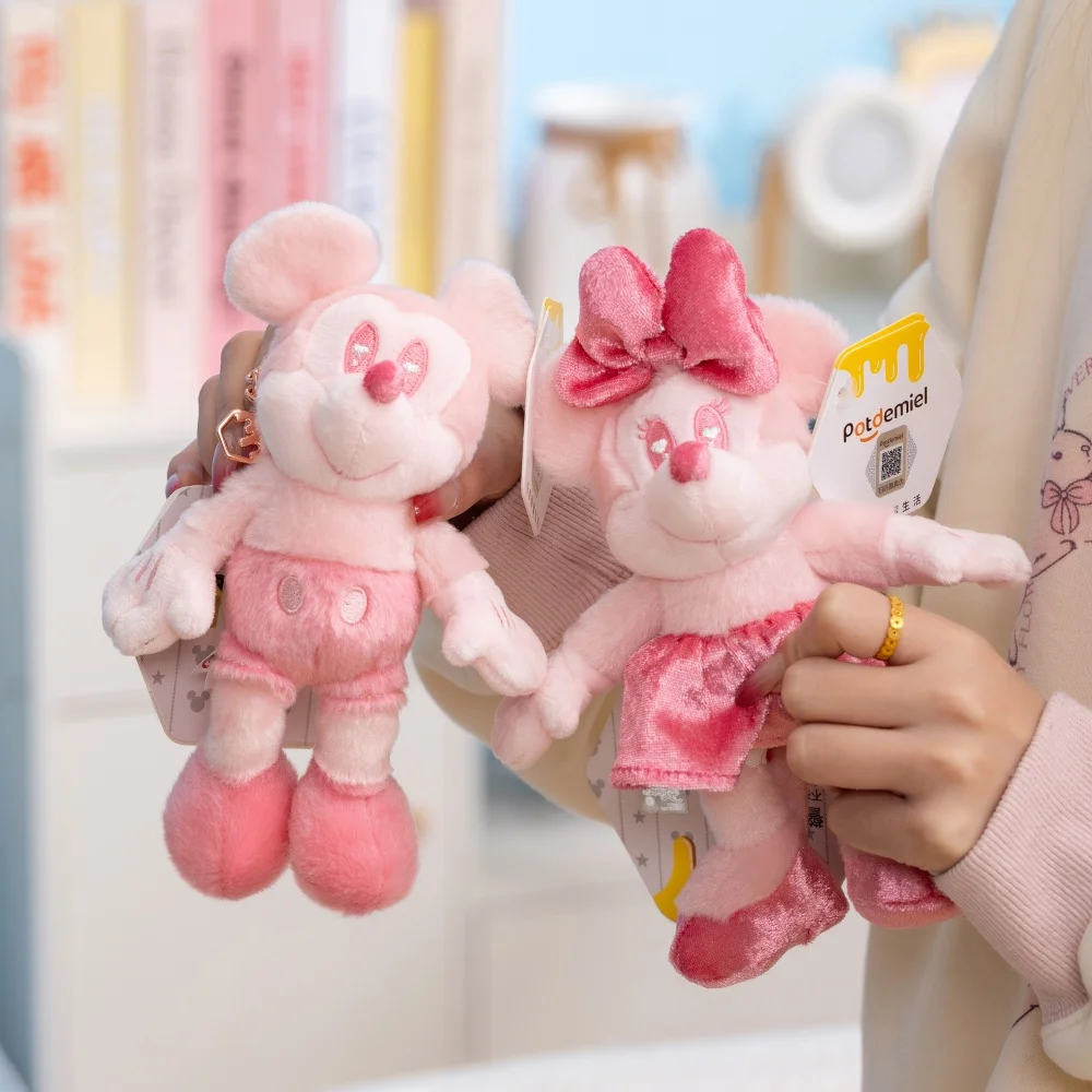 19cm Disney Pink Mickey Mouse Minnie Stitch Plush Pendant Girl Valentine's Day Gift Kawaii Bag Backpack Phone Plush Keyring view 3