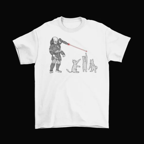 

Predator Laser Cats T-Shirt Unisex Funny Adult Cotton Alien Movie New