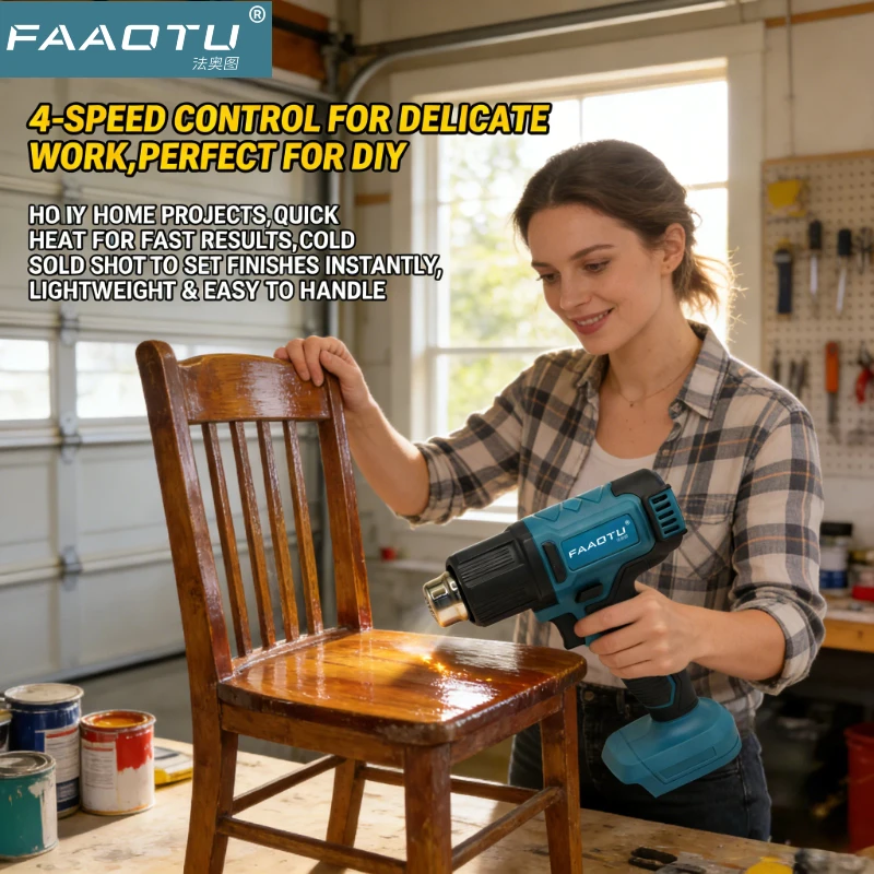 

FAAOTU 550°C Temperature Control Heat Gun 18V Air Gun With LED Display Soldering Thermal Blower Compatible with MT batteries