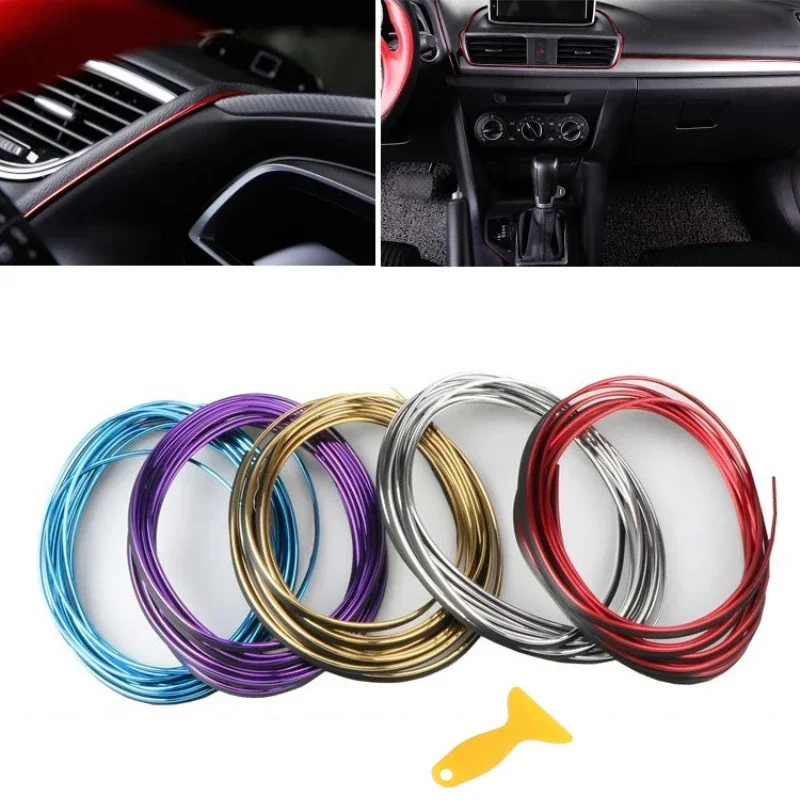 

5M Car Moulding Decoration Flexible Strips Auto Interior Mouldings Dashboard Door Edge Panel Gap Trim Strip Car Styling Stickers