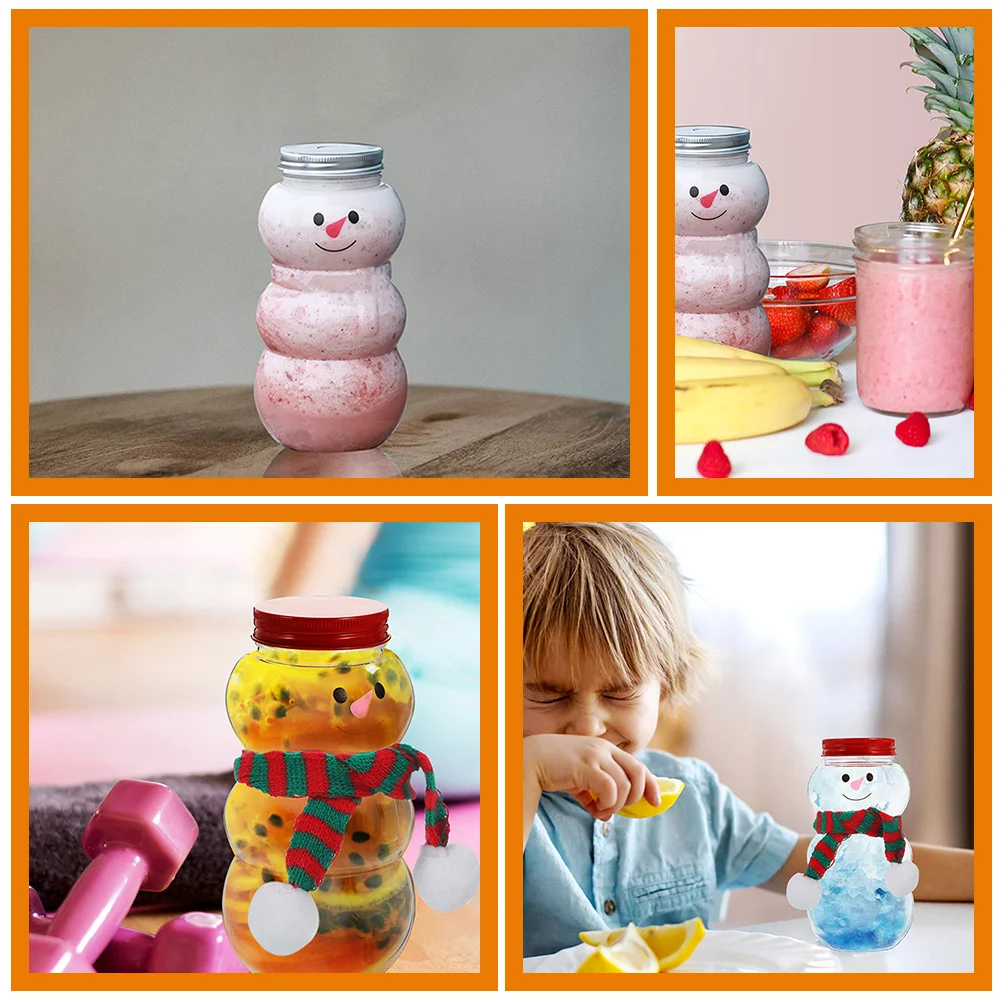 30pcs Christmas Snowman Milk Tea Cold Drink Juice Bottle 500ml Silver Green Red Scarves Hats Kitchen Gadgets Beverage