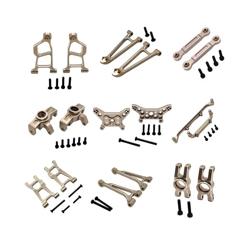 Para mjx 1/14 14211 rc peças de reposição do carro metal atualização modificação kit conjunto copo direção braço oscilante puxar haste carro escudo suporte